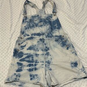 Levi's Blue and White Tie-Dye Overalls